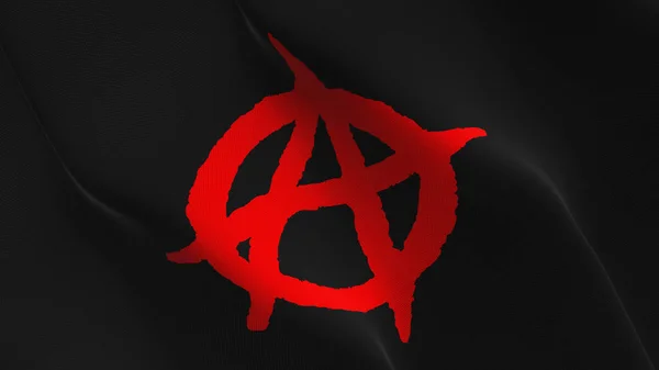 Anarquia Símbolo Vermelho Bandeira Preta Acenando Loop Anarchy Símbolo Vermelho — Fotografia de Stock