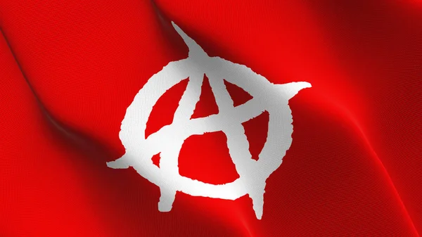 Anarchy Symbool Wit Rode Vlag Zwaaien Lus Anarchy Symbool Wit — Stockfoto