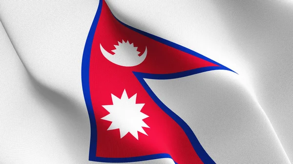 Nepal Bayrağı Sallayarak Döngü Nepal Gerçekçi Bayrak Kumaş Dokulu Üzerinde — Stok fotoğraf