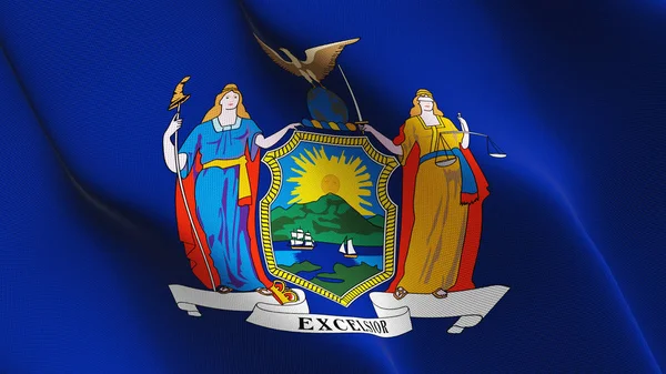 New York State Vlag Zwaaien Lus Verenigde Staten New York — Stockfoto