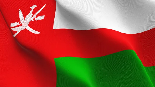 Oman Flag Waving Loop Omani Realistic Flag Fabric Texture Blowing — Stock Photo, Image