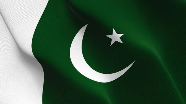 Pakistan flag waving loop. Pakistani realistic flag with fabric texture blowing on wind.