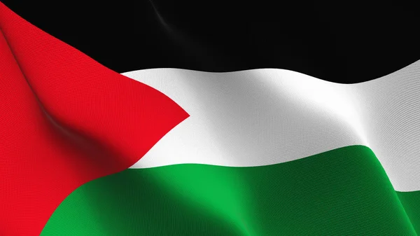 Palestine bayrak sallayarak döngü. Kumaş dokulu üzerinde rüzgar esiyor Filistin gerçekçi bayrağı.