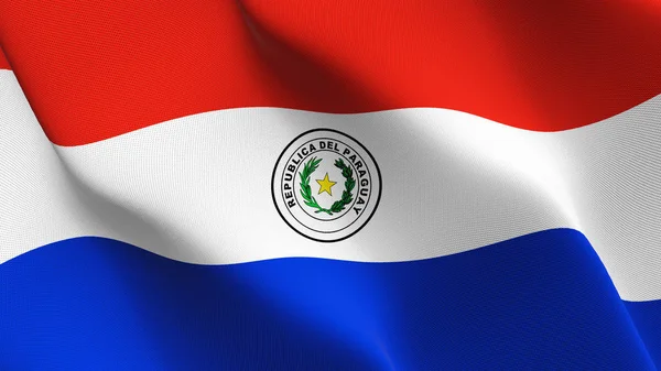 Paraguay bayrak sallayarak döngü. Kumaş dokulu üzerinde rüzgar esiyor Paraguaylı gerçekçi bayrak.