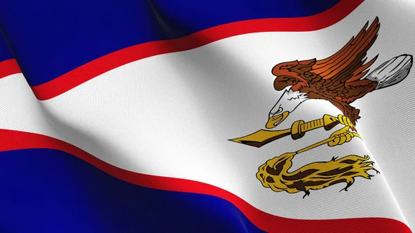 American Samoa US State flag waving loop. United States of America American Samoa realistic flag with fabric texture blowing on wind.