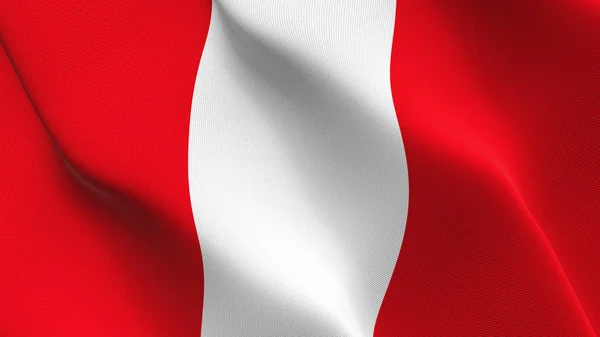 Peru Flagga Vajande Loop Peruanska Realistiska Flagga Med Tyg Textur — Stockfoto
