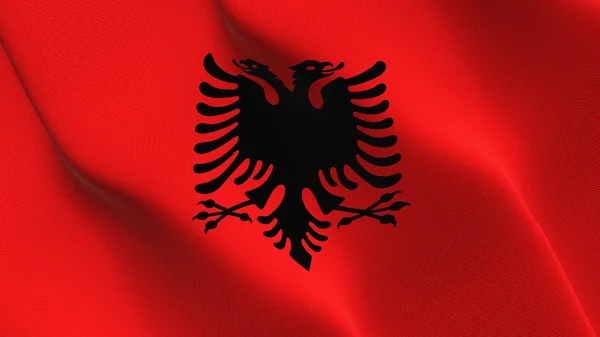 Bandera Albania Ondeando Bucle Bandera Albanesa Realista Con Textura Tela — Foto de Stock