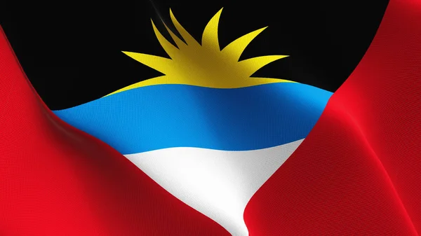 Antigua Barbuda Ondeando Lazo Bandera Antigua Barbuda Bandera Realista Con — Foto de Stock