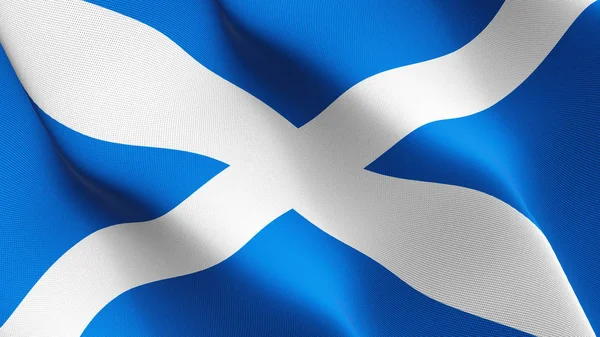 Bandera Escocia Ondeando Bucle Bandera Realista Escocesa Con Textura Tela — Foto de Stock
