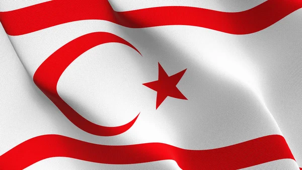 Turkish Republic of Northern Cyprus flag waving loop. Northern Cypriot realistic flag with fabric texture blowing on wind.