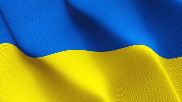Ukrajna Lobogója Hullámzó Hurok Ukrán Reális Zászlót Szövet Szerkezete Fúj — Stock Fotó