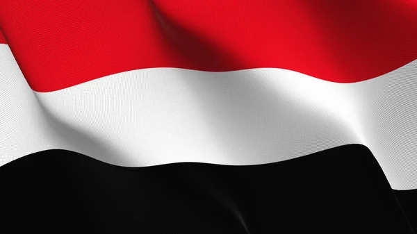 Bandeira Iémen Acenar Bandeira Realista Iemenita Com Textura Tecido Soprando — Fotografia de Stock