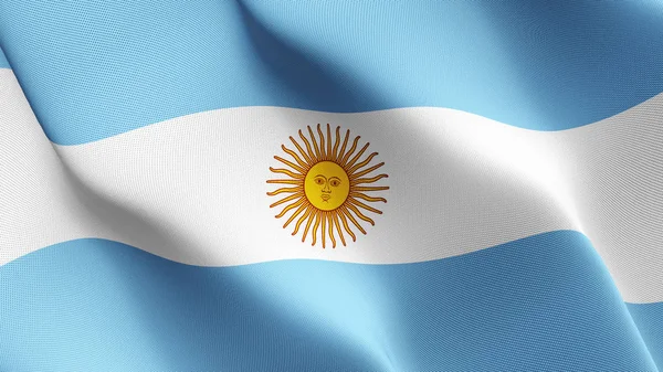 Sventola Bandiera Argentina Bandiera Realistica Argentina Con Trama Tessuto Che — Foto Stock