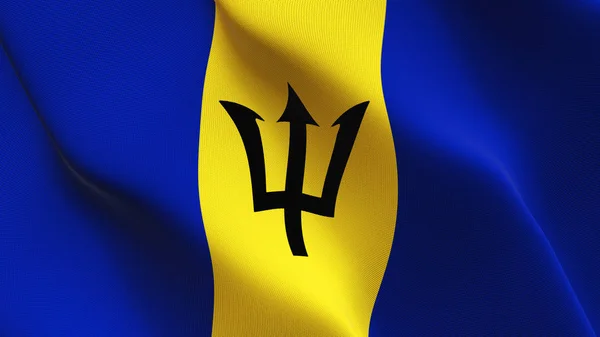 Bandera Barbados Ondeando Bucle Bandera Realista Barbados Con Textura Tela — Foto de Stock