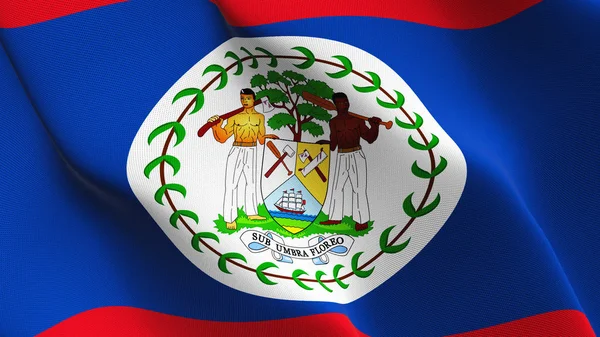 Belize bayrağı sallayarak döngü. Kumaş dokulu üzerinde rüzgar esiyor Belizean gerçekçi bayrak.