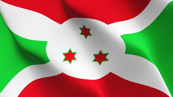 Burundi bayrağı sallayarak döngü. Kumaş dokulu üzerinde rüzgar esiyor gerçekçi Burundi bayrağı.