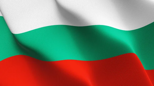 Bulgaristan bayrağı sallayarak döngü. Bulgar gerçekçi bayrak kumaş dokulu üzerinde rüzgar esiyor.