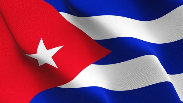 Cuba flag waving loop. Cuban realistic flag with fabric texture blowing on wind.