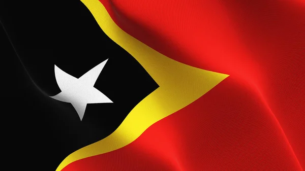 Bandeira Timor Leste Acenar Bandeira Realista Timorense Com Textura Tecido — Fotografia de Stock