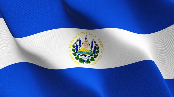 Bandera Salvador Ondeando Bucle Bandera Realista Salvadoreña Con Textura Tela —  Fotos de Stock