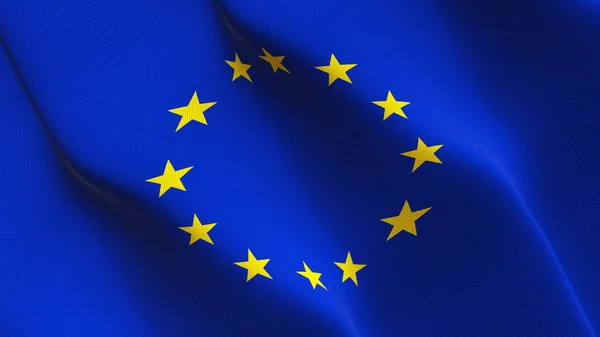 Europeiska Unionens Flagga Vajande Loop Europeiska Unionens Realistiska Flagga Med — Stockfoto