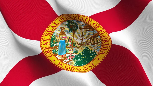 Florida US State flag waving loop. United States of America Florida realistic flag with fabric texture blowing on wind.