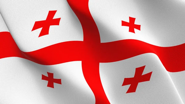 Georgien Flagga Vajande Loop Georgiska Realistiska Flagga Med Tyg Textur — Stockfoto