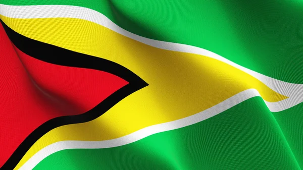 Bandeira Guiana Acenando Loop Bandeira Realista Guianesa Com Textura Tecido — Fotografia de Stock