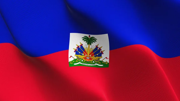 Bandeira Haiti Acenando Loop Bandeira Realista Haitiana Com Textura Tecido — Fotografia de Stock