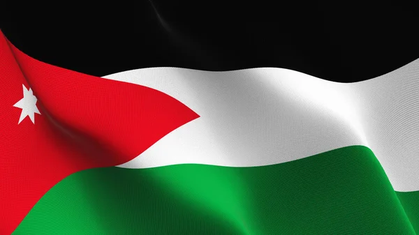 Jordan flag waving loop. Jordanian realistic flag with fabric texture blowing on wind.