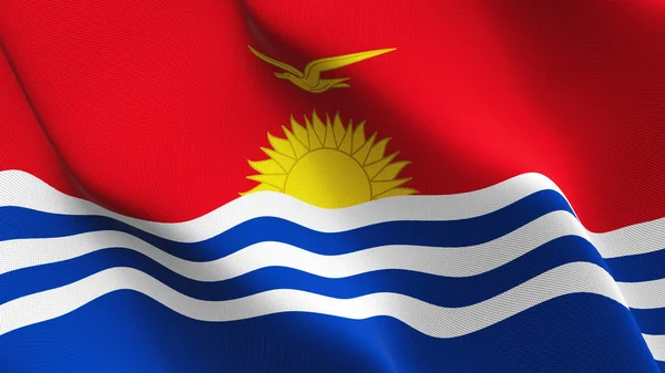 Bandera Kiribati Ondeando Lazo Bandera Realista Kiribati Con Textura Tela — Foto de Stock