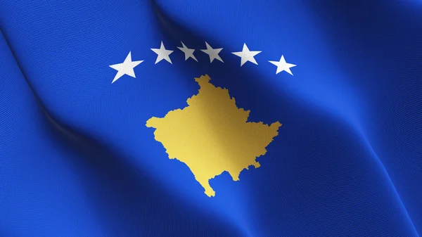 Bandera Kosovo Ondeando Bucle Bandera Realista Kosovar Con Textura Tela — Foto de Stock