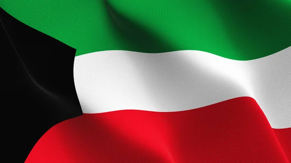 Kuwait Flag Waving Loop Kuwaiti Realistic Flag Fabric Texture Blowing — Stock Photo, Image