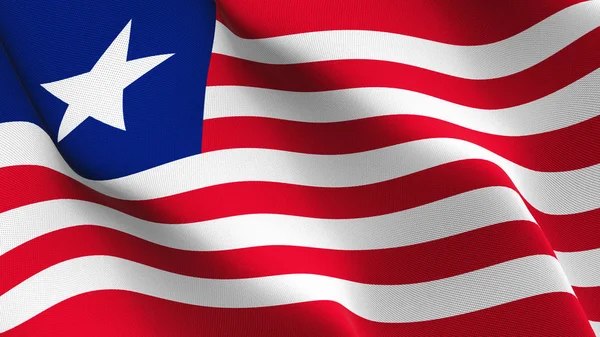 Bandera Liberia Ondeando Bucle Bandera Realista Liberiana Con Textura Tela — Foto de Stock