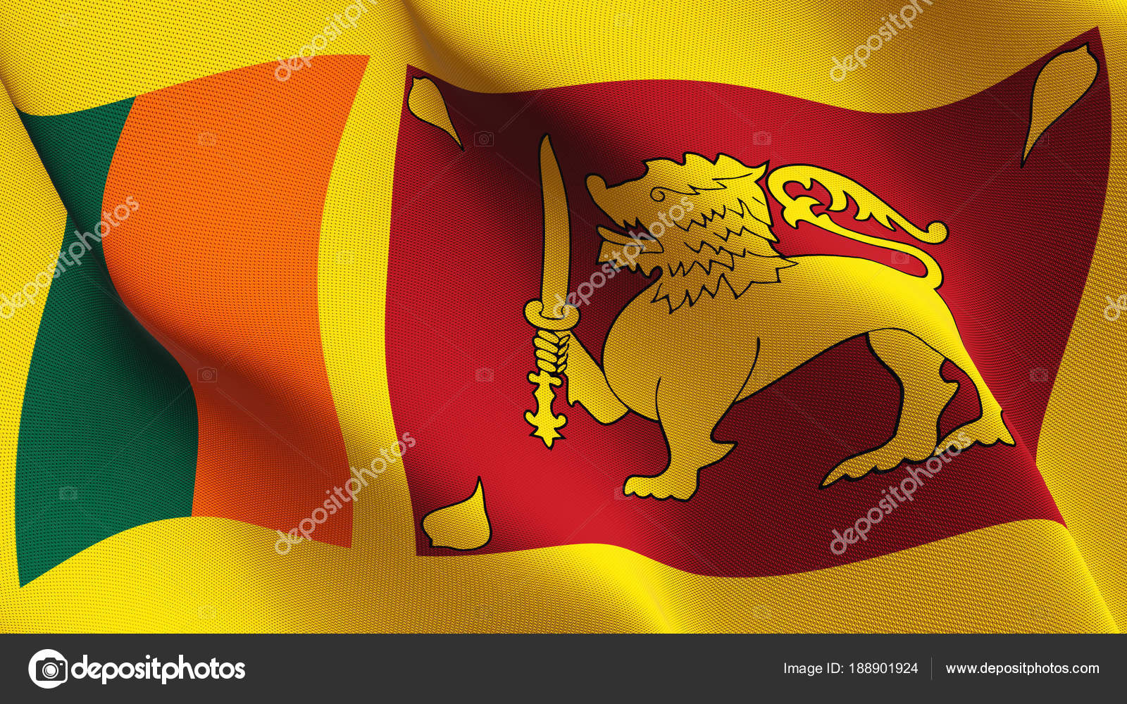 Sri Lanka Flag Waving Loop Sri Lankan Realistic Flag Fabric