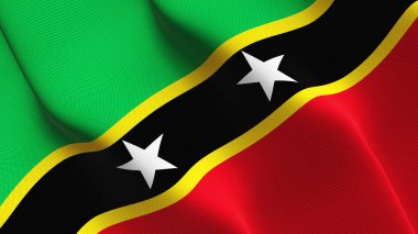 Saint Kitts ve Nevis bayrak sallayarak döngü. Saint Kitts ve Nevis gerçekçi bayrak kumaş dokulu üzerinde rüzgar esiyor.