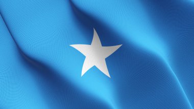 Somali bayrağı sallayarak döngü. Somali gerçekçi bayrak kumaş dokulu üzerinde rüzgar esiyor.