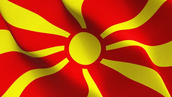 Macedonië Vlag Zwaaien Lus Macedonische Realistisch Vlag Met Textuur Van — Stockfoto