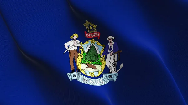 Maine State Vlag Zwaaien Lus Verenigde Staten Maine Realistisch Vlag — Stockfoto