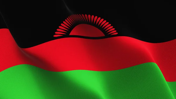 Malawis Flagga Vajande Loop Malawiska Realistiska Flagga Med Tyg Textur — Stockfoto