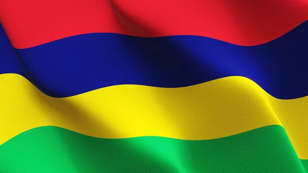 Mauritius Vlag Zwaaien Lus Mauritius Realistisch Vlag Met Textuur Van — Stockfoto