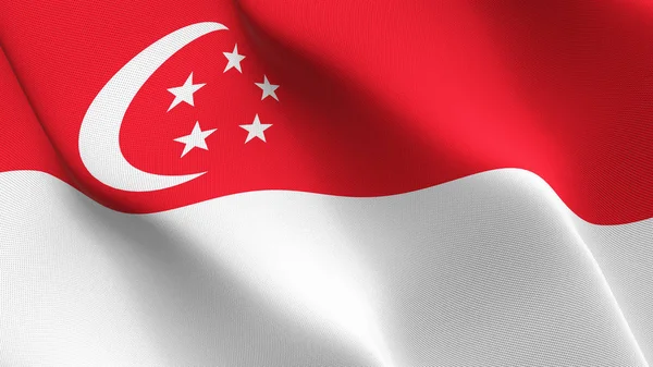 Bandeira Singapura Acenando Loop Bandeira Realista Singapura Com Textura Tecido — Fotografia de Stock