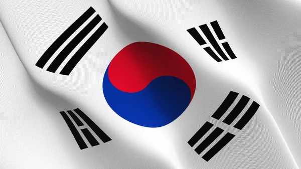 Bandeira Coreia Sul Acenando Loop Coreia Sul Bandeira Realista Com — Fotografia de Stock