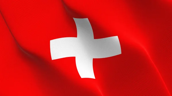 Schweiz Flagga Vajande Loop Schweiziska Realistiska Flagga Med Tyg Textur — Stockfoto
