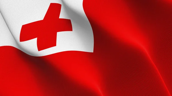 Tongas Flagga Vajande Loop Tonganska Realistiska Flagga Med Tyg Textur — Stockfoto