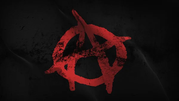 Anarşi sembolü kırmızı blackgrunge bayrağı sallayarak döngü. Anarşi sembolü kırmızı Inferno blackflag rüzgarla üfleme alevler.