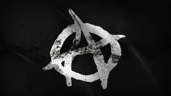 Anarchy Symbol White Blackgrunge Flag Waving Loop Anarchy Symbol White — Stock Photo, Image