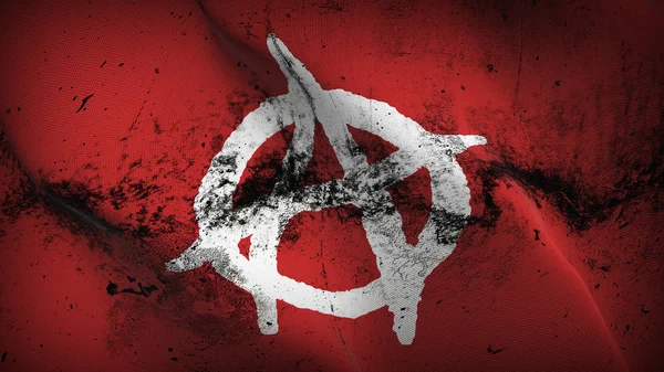 Anarchy Symbool Witte Redgrunge Vlag Zwaaien Lus Anarchy Symbool Wit — Stockfoto