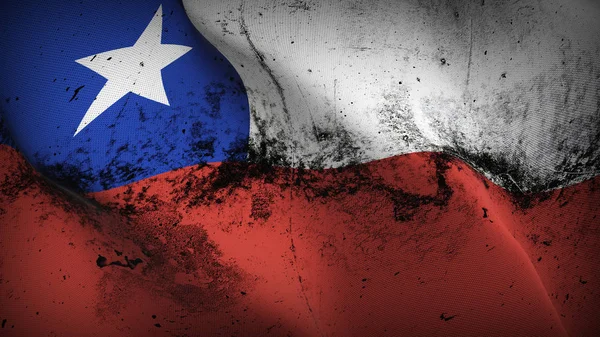 Bandera Grunge Chile Ondeando Lazo Bandera Realista Sucia Chilena Con — Foto de Stock