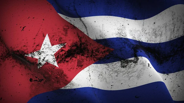 Cuba Grunge Bandera Ondeando Lazo Bandera Realista Sucia Cubana Con — Foto de Stock